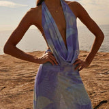 Antonia Baskılı Halter Yaka Uzun Elbise