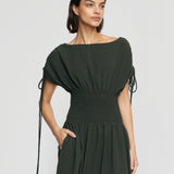 Ayumi Büzgülü Omuzlu Elbise