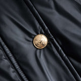 Button Padded Stand Collar Long Sleeve Mont