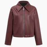 Luxe Burgundy Faux Leather Ceket