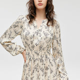 Çevre Dostu Kürk Yelek ve Çiçek Desenli Elbise İkili Takım