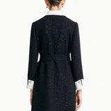Çıkarılabilir Yaka Detaylı Tweed Bel Vurgulu Yünlü Elbise