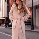 Zarif Kuşaklı Uzun Kaban