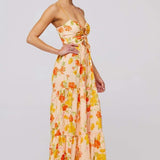 Beverly Baskılı Kesikli Uzun Elbise