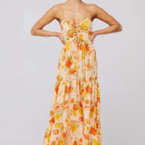 Beverly Baskılı Kesikli Uzun Elbise