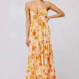 Beverly Baskılı Kesikli Uzun Elbise