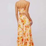 Beverly Baskılı Kesikli Uzun Elbise