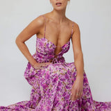 Beverly Baskılı Kesikli Uzun Elbise