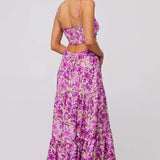 Beverly Baskılı Kesikli Uzun Elbise