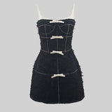 Tüy Benzeri Desenli Kumaşlı Mini Elbise