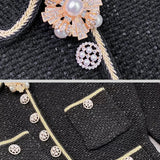 Dokulu Triko Elbise - Siyah