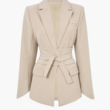 Basic Solid Belted Blazer