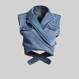 Asimetrik Denim Yelek