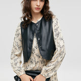 Çevre Dostu Kürk Yelek ve Çiçek Desenli Elbise İkili Takım