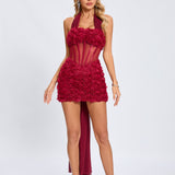 Olympia Korse Gül Mini Elbise