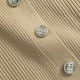 Button V-Neck Long-Sleeve Hırka