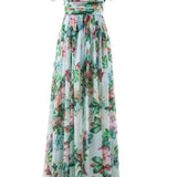 Dinah Baskılı Askılı Uzun Elbise