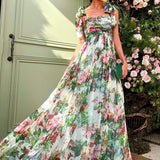 Dinah Baskılı Askılı Uzun Elbise