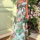 Dinah Baskılı Askılı Uzun Elbise