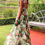 Dinah Baskılı Askılı Uzun Elbise