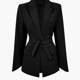 Basic Solid Belted Blazer