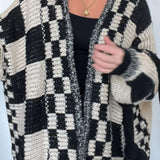 Ekose Önü Açık Uzun Kollu Hırka