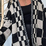 Ekose Önü Açık Uzun Kollu Hırka