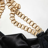 Zincirli Bustier Kontrast File İç Giyim Garter Seti