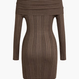 Basic Off-Shoulder Bodycon Sweater Elbise