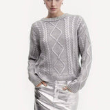 Metalik Folyo Örgülü Kazak