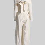 Sırt Fiyonk Detaylı Omuzları Açık Tulum