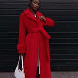 Zarif Kuşaklı Uzun Kaban