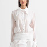 Belden Bağlamalı Düğmeli Gömlek