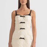 Tüy Benzeri Desenli Kumaşlı Mini Elbise