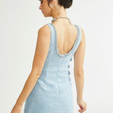 "Manon Charm" Açık Mavi Işıltılı Tweed Mini Elbise