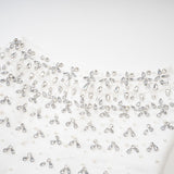 Radiance Elegance Beyaz Taş İşlemeli Straplez Mini Elbise