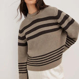 Kaburga Örgü Çizgili Kazak