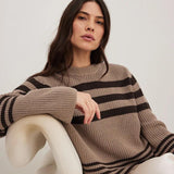 Kaburga Örgü Çizgili Kazak