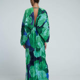 Pamela Baskılı Büzgülü Maxi Kapak Elbise