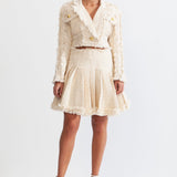 Altın Detaylı Krem Tweed İkili Takım