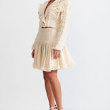 Altın Detaylı Krem Tweed İkili Takım