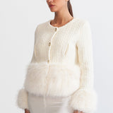 Beyaz Kürk Detaylı Palto