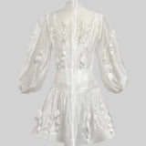 Narin Dantel Süslemeli Zarif Çiçekli Co-Ord - Beyaz