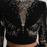 Gümüş ve Altın Payet Detaylı İşlemeli Takım – Siyah