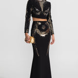 Gümüş ve Altın Payet Detaylı İşlemeli Takım – Siyah