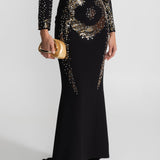 Gümüş ve Altın Payet Detaylı İşlemeli Takım – Siyah