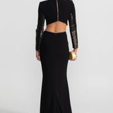 Gümüş ve Altın Payet Detaylı İşlemeli Takım – Siyah