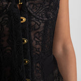Straplez Dantel Korse – Siyah