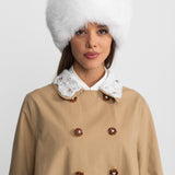 Nakış Detaylı Yakalı A Form Mini Trençkot Elbise – Camel