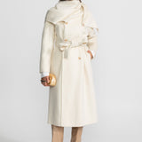 Atkı Yaka Detaylı Maxi Kaban - Bej